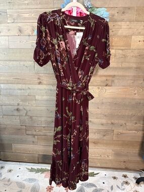 Lauren Ralph Lauren Burgundy Floral Maxi Dress